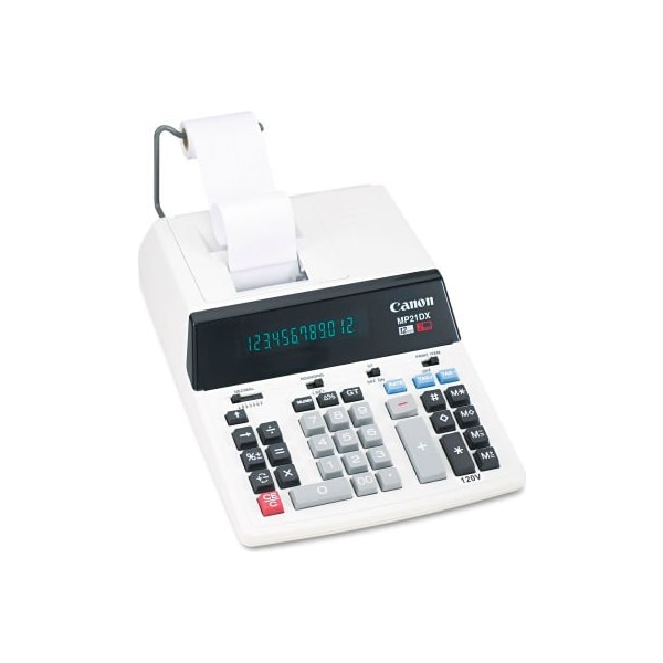 Canon 12-Digit Calculator, MP21DX, 2 Color Printing, Sales Tax Key, 9-1/8" X 12" X 3", White MP21DX - main